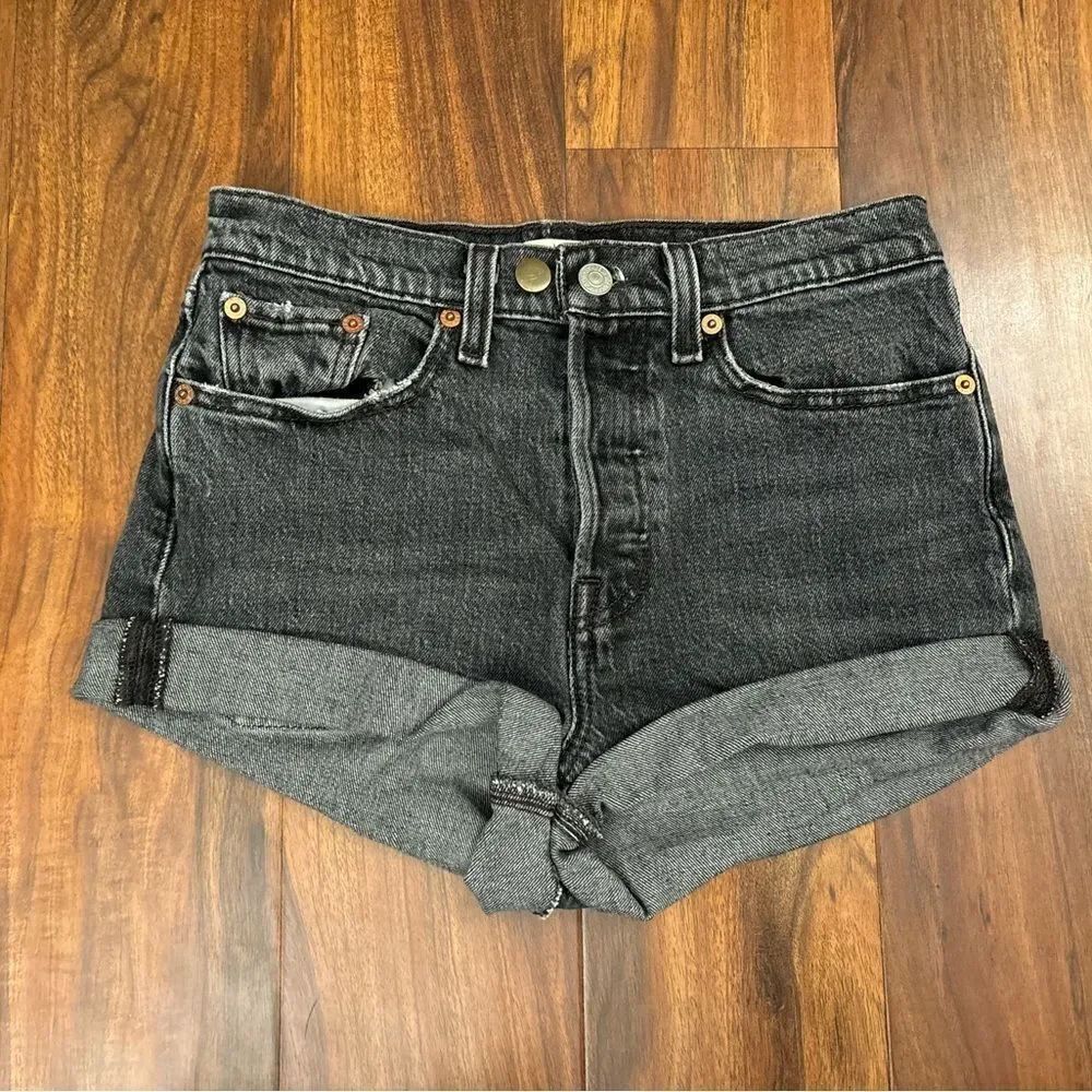 Levi Wedgie Shorts Premium Denim Black Button Fly